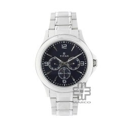 Titan Quartz 1698SM02 Blue Dial Stainless Steel Strap Quartz Men's Watch