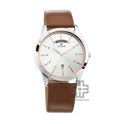 Titan On Trend 1767SL01 White Dial Leather Strap Quartz Men's Watch