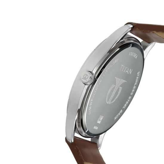 Titan On Trend 1767SL01 White Dial Leather Strap Quartz Men's Watch Titan On Trend 1767SL01 White Dial Leather Strap Quartz Men's Watch