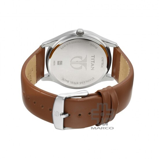 Titan On Trend 1767SL01 White Dial Leather Strap Quartz Men's Watch