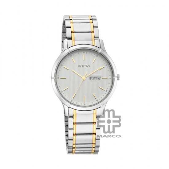Titan Lagan 1775BM02 White Dial Stainless Steel Strap Quartz Men's Watch