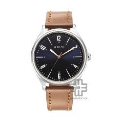 Titan Quartz 1802SL17 Blue Dial Leather Strap Quartz Men's Watch
