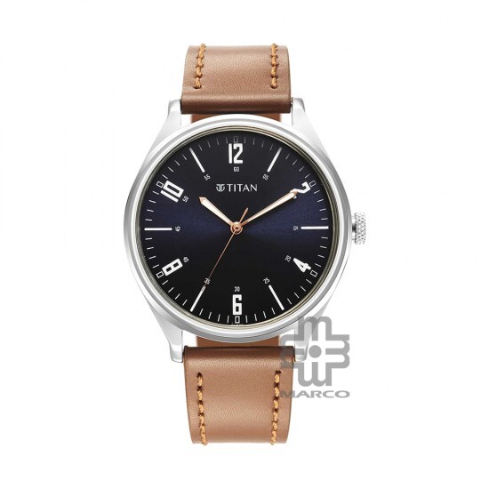 Titan Quartz 1802SL17 Blue Dial Leather Strap Quartz Men's Watch