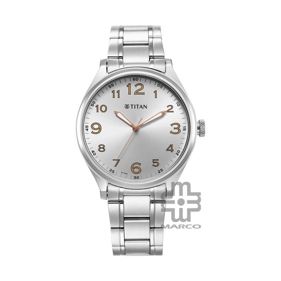 Titan Urban 1802SM08 Silver Dial Stainless Steel Strap Quartz Men's Watch