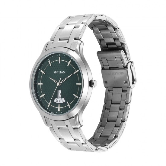 Titan Karishma 1825SM11 Green Dial Stainless Steel Strap Quartz Men's Watch Titan Karishma 1825SM11 Green Dial Stainless Steel Strap Quartz Men's Watch