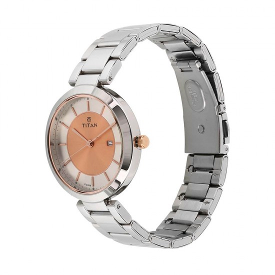 Titan Workwear 2480KM01 Rose Gold Dial Stainless Steel Strap Quartz Women's Watch Titan Workwear 2480KM01 Rose Gold Dial Stainless Steel Strap Quartz Women's Watch