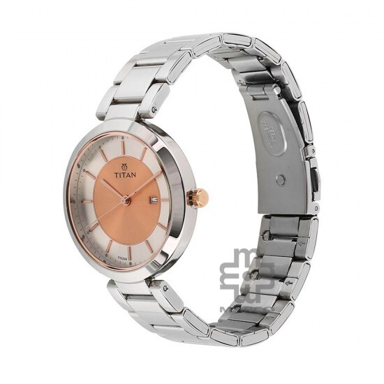 Titan Workwear 2480KM01 Rose Gold Dial Stainless Steel Strap Quartz Women's Watch