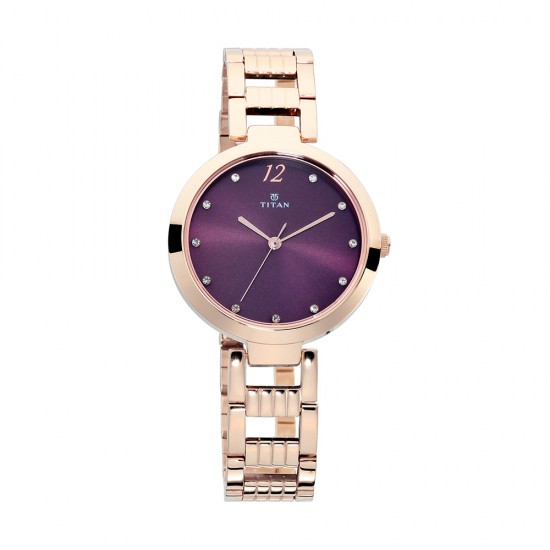 Titan Sparkle 2480WM02 Purple Dial Stainless Steel Strap Quartz Women's Watch Titan Sparkle 2480WM02 Purple Dial Stainless Steel Strap Quartz Women's Watch