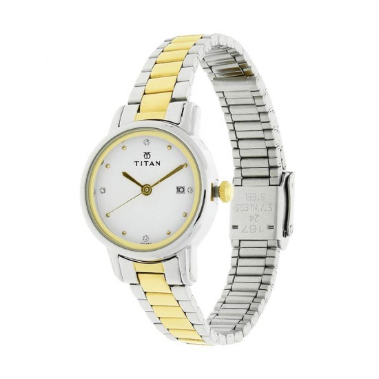 Titan Karishma 2572BM01 White Dial Stainless Steel Strap Quartz Women's Watch