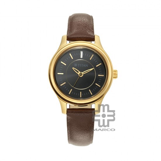 Titan Quartz 2638YL01 Black Dial Leather Strap Women's Watch