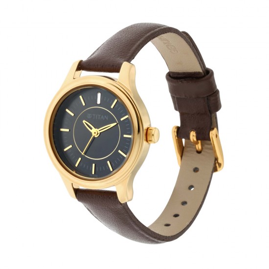 Titan Quartz 2638YL01 Black Dial Leather Strap Women's Watch Titan Quartz 2638YL01 Black Dial Leather Strap Women's Watch