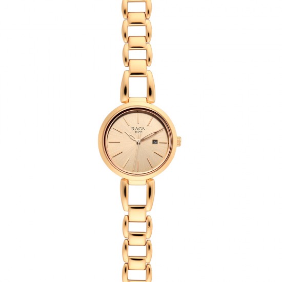 Titan Raga 2642WM01 Viva Rose Gold Dial Metal Strap Quartz Women's Watch