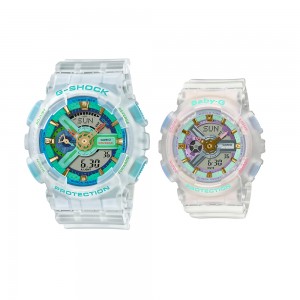 Casio G-Shock x Baby-G SLV-21A-7A Semi Transparent Resin Band Couple Set Pair Watch
