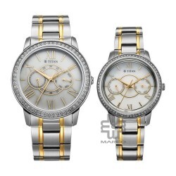 Titan Royal Bandhan 100022778BM01 White Dial Stainless Steel Strap Quartz Couple Watch
