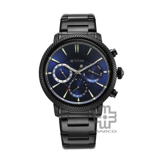 Titan Stellar 10012NM01 Blue Dial Stainless Steel Strap Quartz Men's Watch