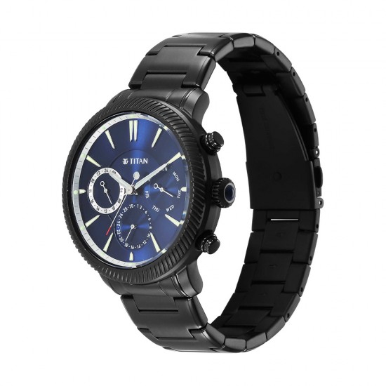 Titan Stellar 10012NM01 Blue Dial Stainless Steel Strap Quartz Men's Watch