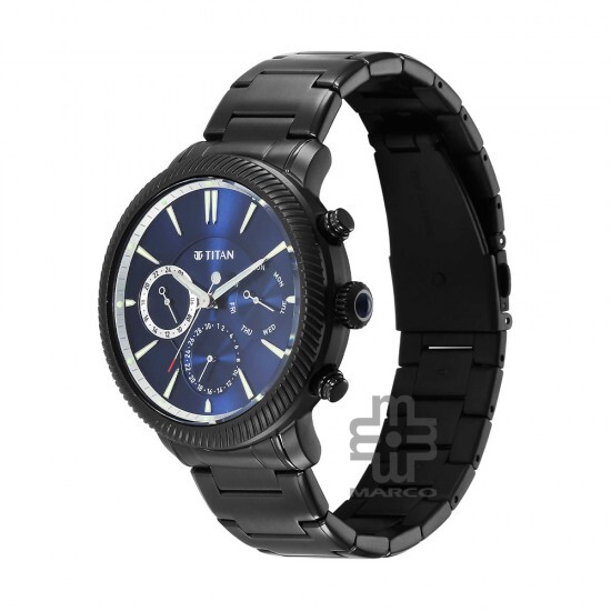 Titan Stellar 10012NM01 Blue Dial Stainless Steel Strap Quartz Men's Watch