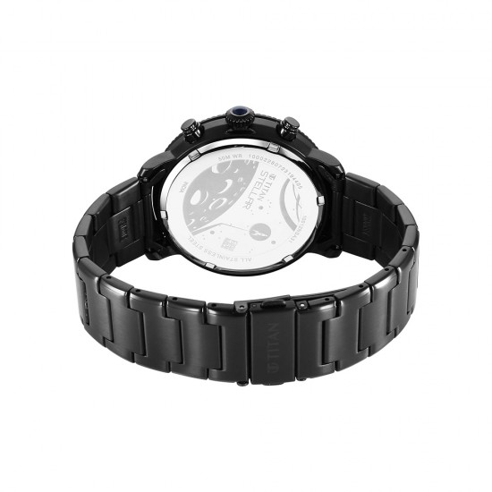 Titan Stellar 10012NM01 Blue Dial Stainless Steel Strap Quartz Men's Watch