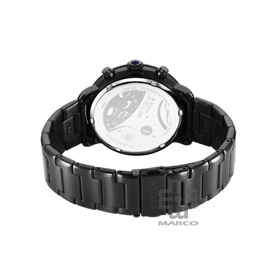 Titan Stellar 10012NM01 Blue Dial Stainless Steel Strap Quartz Men's Watch