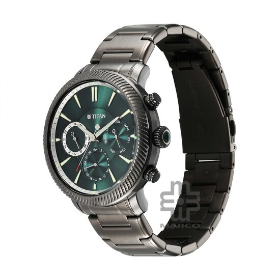 Titan Stellar 10012QM01 Green Dial Stainless Steel Strap Quartz Men's Watch