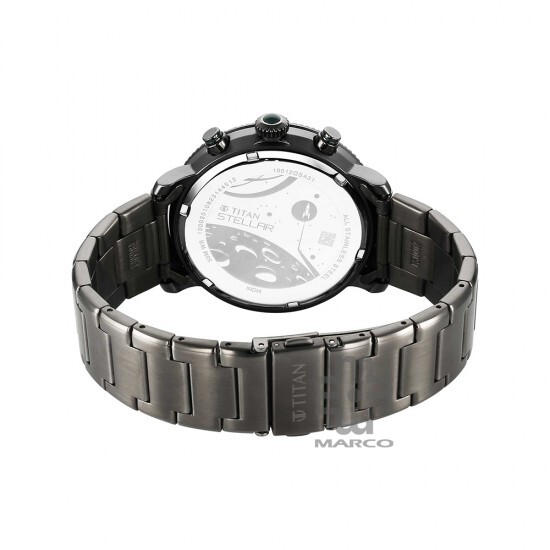 Titan Stellar 10012QM01 Green Dial Stainless Steel Strap Quartz Men's Watch