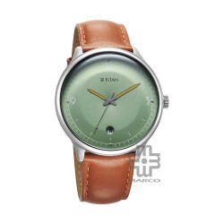Titan Timeless Treasures 10023SL01 Green Dial Leather Strap Quartz Men Watch