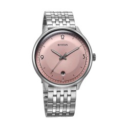 Titan Timeless Treasures 10023SM01 Pink Dial Stainless Steel Strap Quartz Men Watch