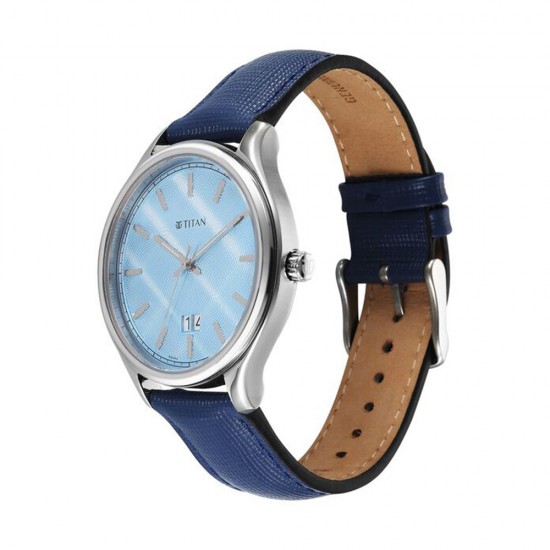 Titan Classique Palette 10033SL01 Blue Dial Interchangeable Straps Quartz Men's Watch