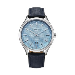 Titan Classique Palette 10033SL01 Blue Dial Interchangeable Straps Quartz Men's Watch