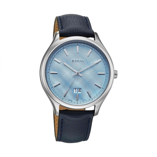 Titan Classique Palette 10033SL01 Blue Dial Interchangeable Straps Quartz Men's Watch