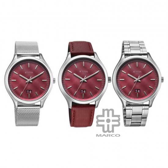 Titan Classique Palette 10033SL02 Magenta Dial Interchangeable Straps Quartz Men's Watch