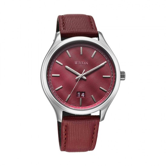 Titan Classique Palette 10033SL02 Magenta Dial Interchangeable Straps Quartz Men's Watch