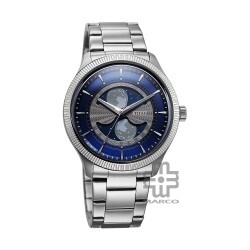 Titan Stellar 10050SM01 Dual Moon Phase Blue Dial Stainless Steel Strap Quartz Men's Watch