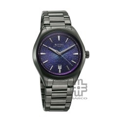 Titan Stellar Starlight 10051QM01 Concealed Automatic Violet Dial Dark Gun Stainless Steel Strap Quartz Men's Watch