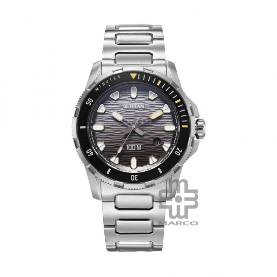 Titan Zero Hour Diver's 100m 10067KM01 Black Dial Stainless Steel Strap Men Watch