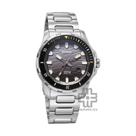 Titan Zero Hour Diver's 100m 10067KM01 Black Dial Stainless Steel Strap Men Watch