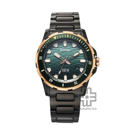 Titan Zero Hour Diver's 100m 10067KM02 Blue Dial Stainless Steel Strap Men Watch