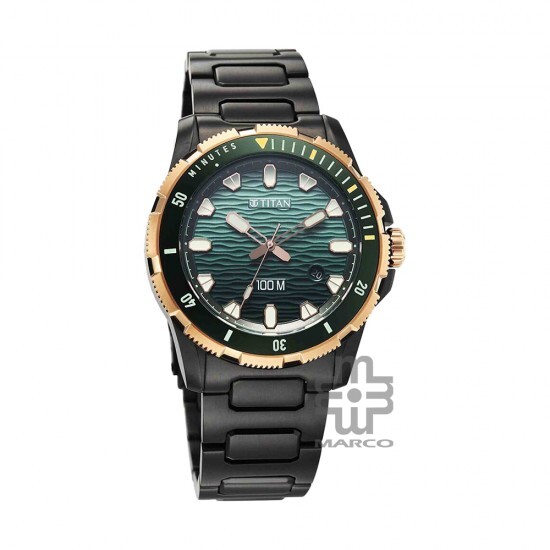Titan Zero Hour Diver's 100m 10067KM02 Blue Dial Stainless Steel Strap Men Watch