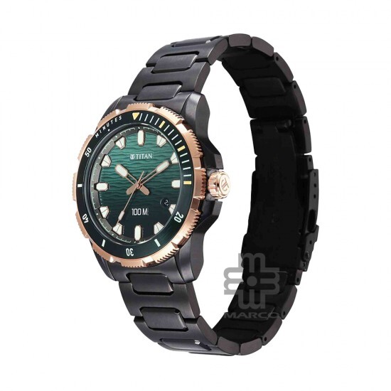 Titan Zero Hour Diver's 100m 10067KM02 Blue Dial Stainless Steel Strap Men Watch