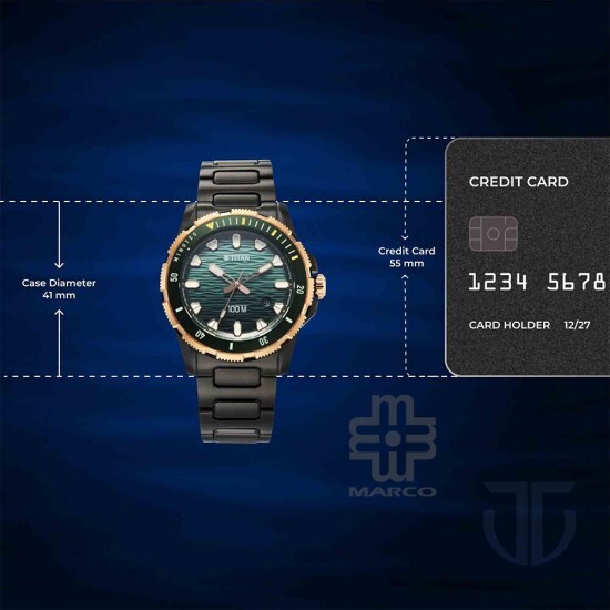 Titan Zero Hour Diver's 100m 10067KM02 Blue Dial Stainless Steel Strap Men Watch