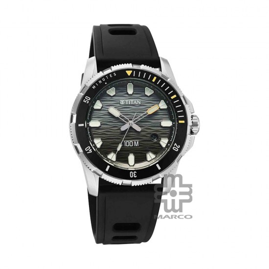 Titan Zero Hour Diver's 100m 10067KP01 Black Dial FKM Strap Men Watch