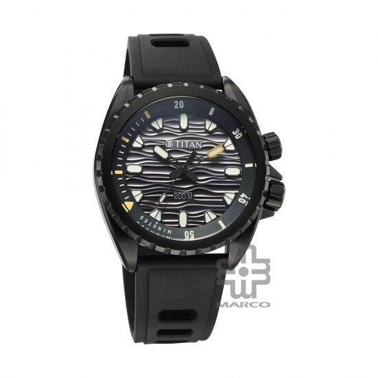 Titan Zero Hour Diver's 200m 10068NP01 Black Dial FKM Strap Men Watch