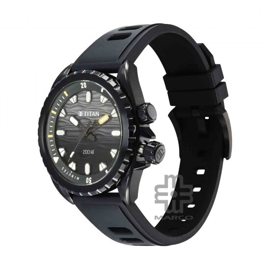 Titan Zero Hour Diver's 200m 10068NP01 Black Dial FKM Strap Men Watch