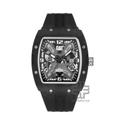 CAT BARREL CARBON 14-161-21-131 Black Silicone Band Analog Watch | 5 ATM | 43MM | 2Y Warranty