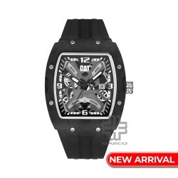 CAT BARREL CARBON 14-161-21-131 Black Silicone Band Analog Watch | 5 ATM | 43MM | 2Y Warranty