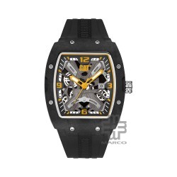 CAT BARREL CARBON 14-161-21-137 Black Silicone Band Analog Watch | 5 ATM | 43MM | 2Y Warranty