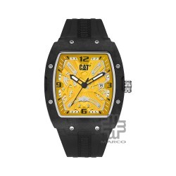 CAT BARREL CARBON 14-161-21-731 Black Silicone Band Analog Watch | 5 ATM | 43MM | 2Y Warranty