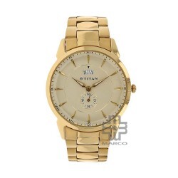 Titan Quartz 1521YM02 Champagne Dial Stainless Steel Strap Quartz Men's Watch