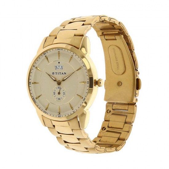 Titan Quartz 1521YM02 Champagne Dial Stainless Steel Strap Quartz Men's Watch Titan Quartz 1521YM02 Champagne Dial Stainless Steel Strap Quartz Men's Watch