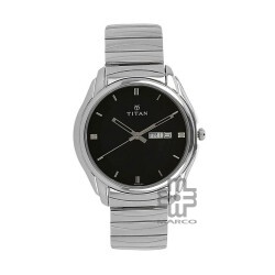 Titan Quartz 1578SM04 Black Dial Stainless Steel Strap Quartz Men's Watch